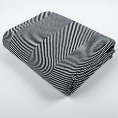Geometric Knit Throw SoftHaven Herringbone Pattern--Black 51“x71"