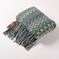 Bohemian Fringe Throw Blanket SoftHaven Blue 50"x71"