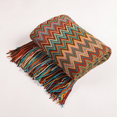 Bohemian Fringe Throw Blanket SoftHaven Red 50"x71"