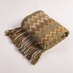 Bohemian Fringe Throw Blanket SoftHaven Yellow 50"x71"