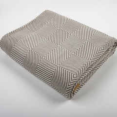 Geometric Knit Throw SoftHaven Greek Meander--Camel 51“x71"