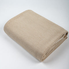Geometric Knit Throw SoftHaven Herringbone Pattern--Camel 51“x71"