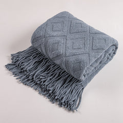 Diamond Jacquard Knit Throw SoftHaven Misty Blue 50"x71"