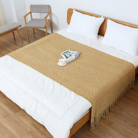 Diamond Jacquard Knit Throw Blanket 