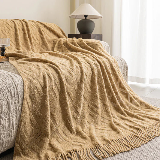 Diamond Jacquard Knit Throw Blanket