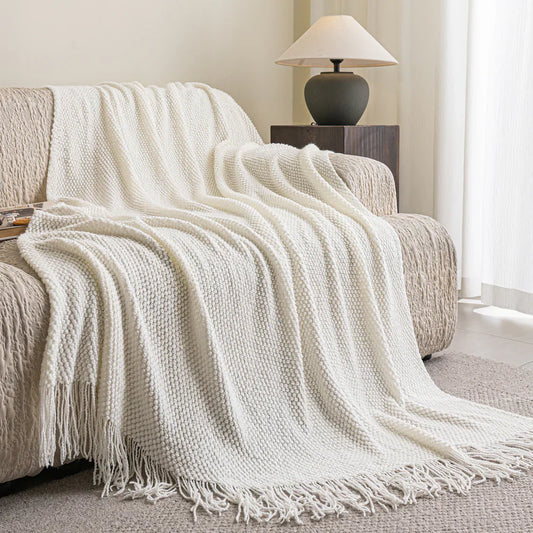 Using A Waffle Weave Throw To Style A Minimalist Living Room