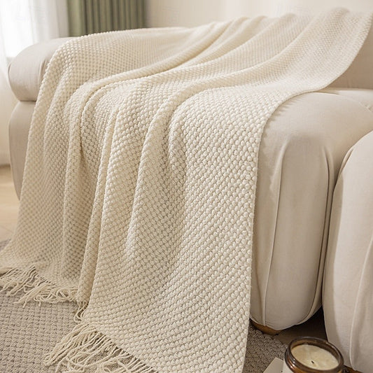  Pearl Stitch Cashmere-Like Throw Blanket