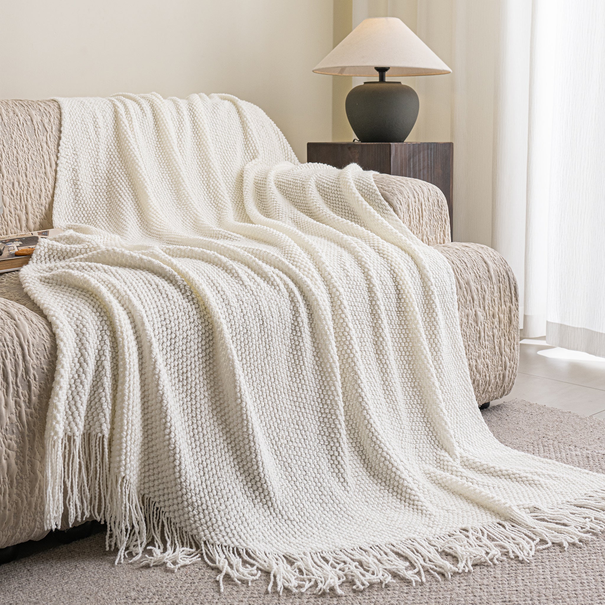 Pearl Stitch Cashmere-Like Throw SoftHaven