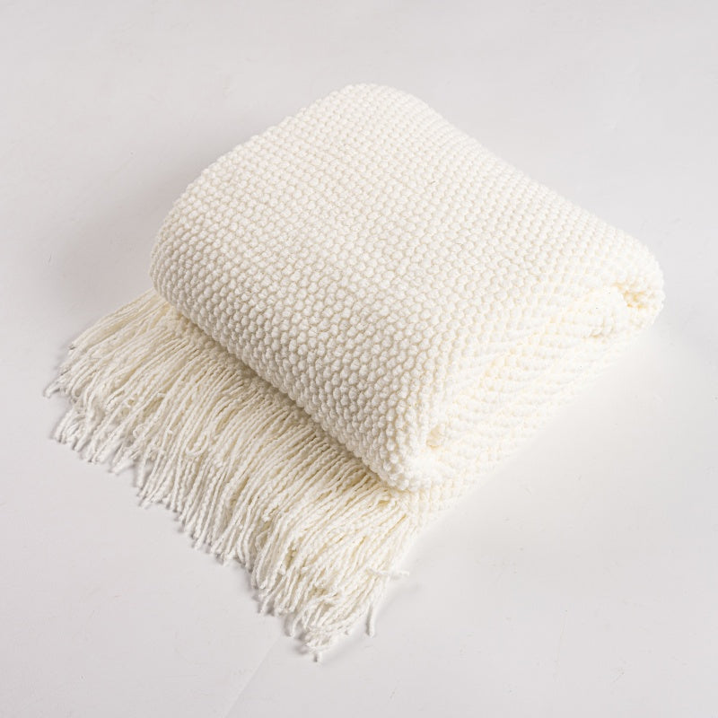 Pearl Stitch Cashmere-Like Throw SoftHaven Pure White 50"x68"