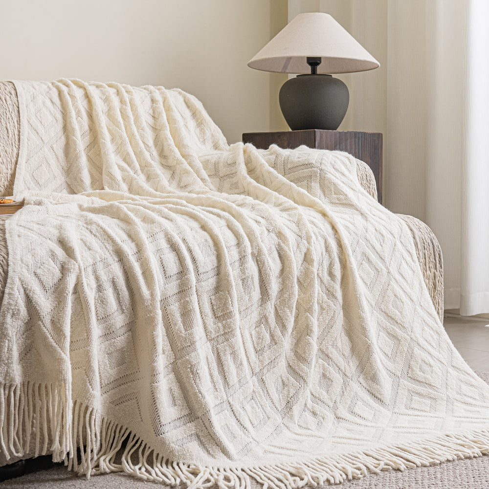 Diamond Jacquard Knit Throw SoftHaven