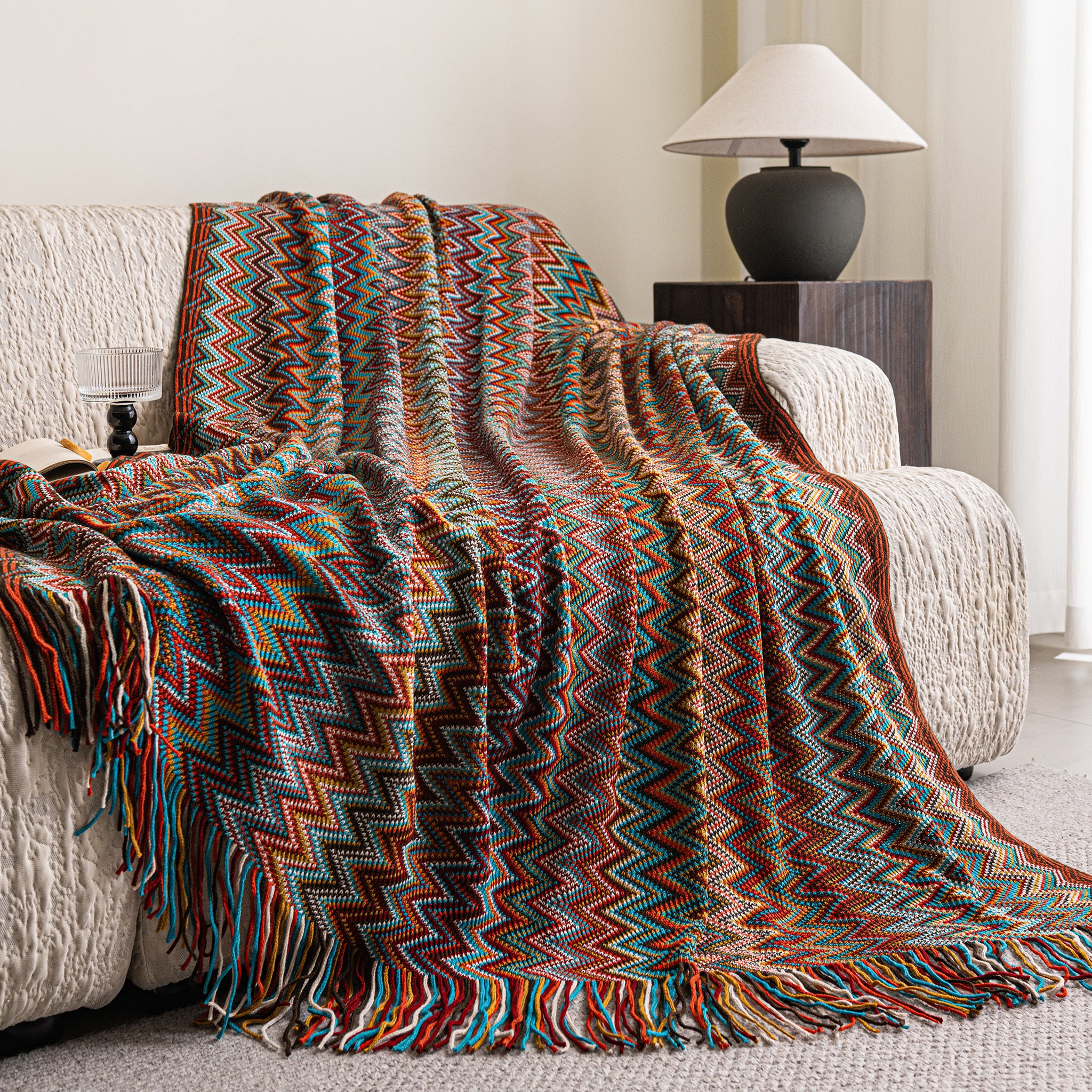 Bohemian Fringe Throw Blanket SoftHaven