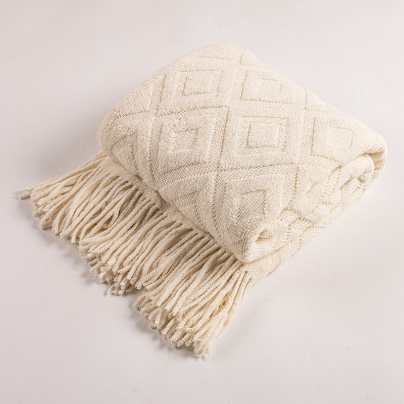 Diamond Jacquard Knit Throw SoftHaven Ivory 50"x71"